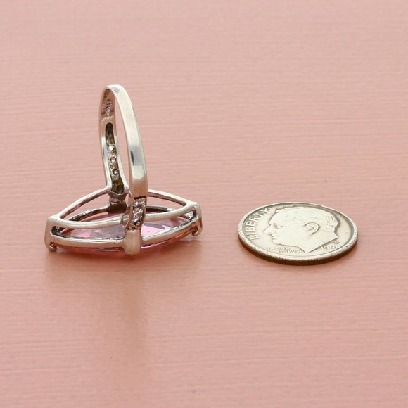 vintage sterling silver elongated pink cz cocktail ring size 8 - Picture 2 of 3